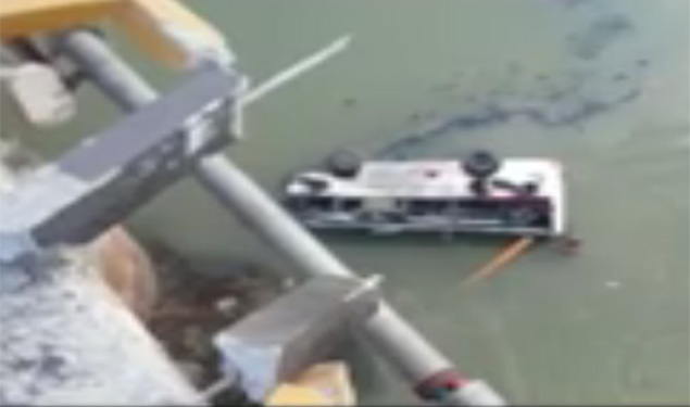 Bus fell in river