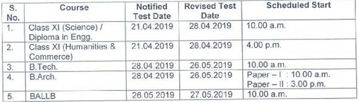 AMU Entrance Test Date 2019