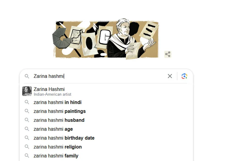 Featuring Today on Google Doodle - Artist and AMU Alumnus Zarina Hashmi