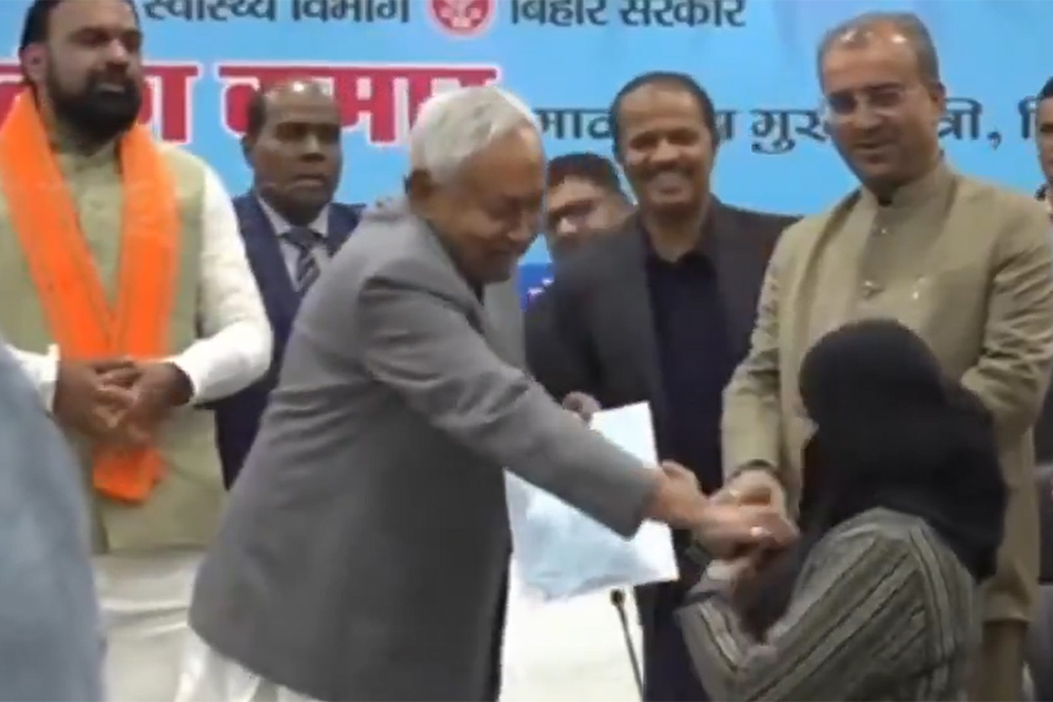 Outrage as Bihar CM Nitish pulls down Muslim doctor’s Hijab