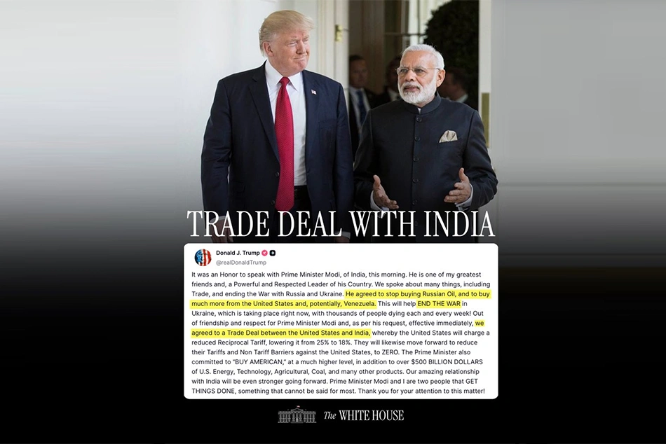 Trump claims Trade Deal with India as Modi govt says no to Russian oil
