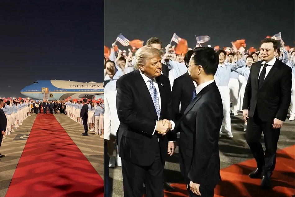 US President Donald Trump arrives in China to a rousing welcome